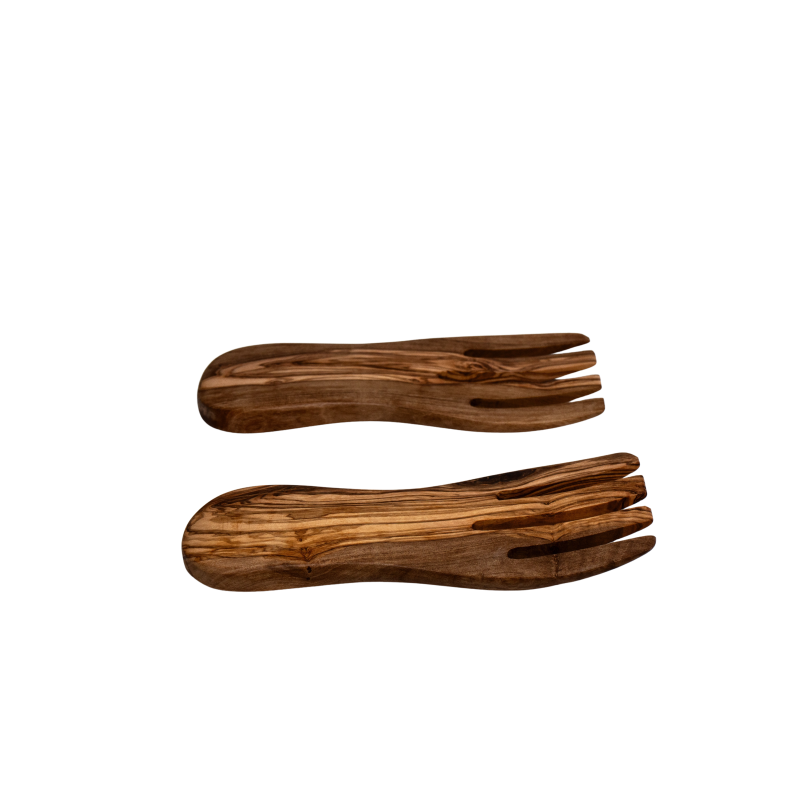 Mains à salade en bois d'olivier