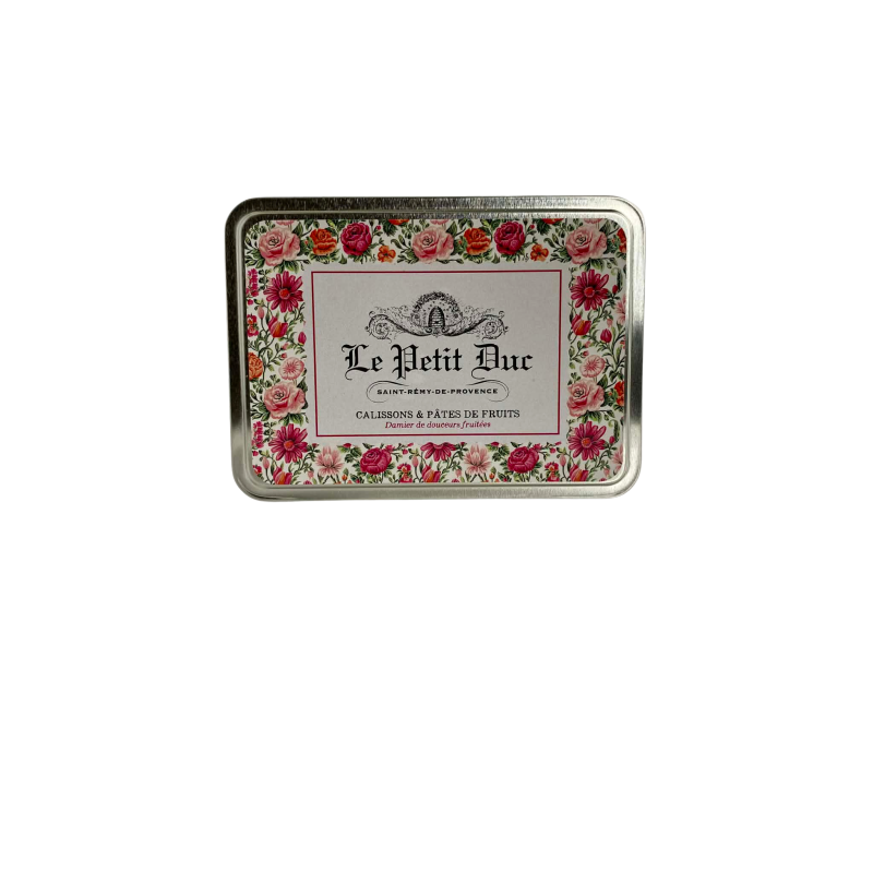 Damier de calissons et pâtes de fruits boite métal